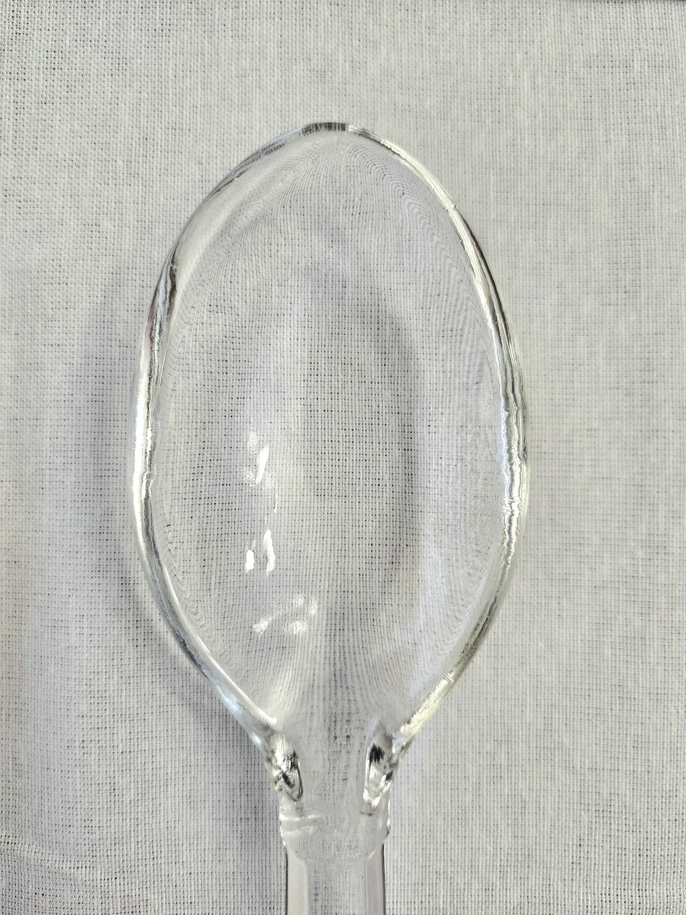VINTAGE Clear Glass Salad Serving Set Spoon & Fork Ribbed Handle 1960s